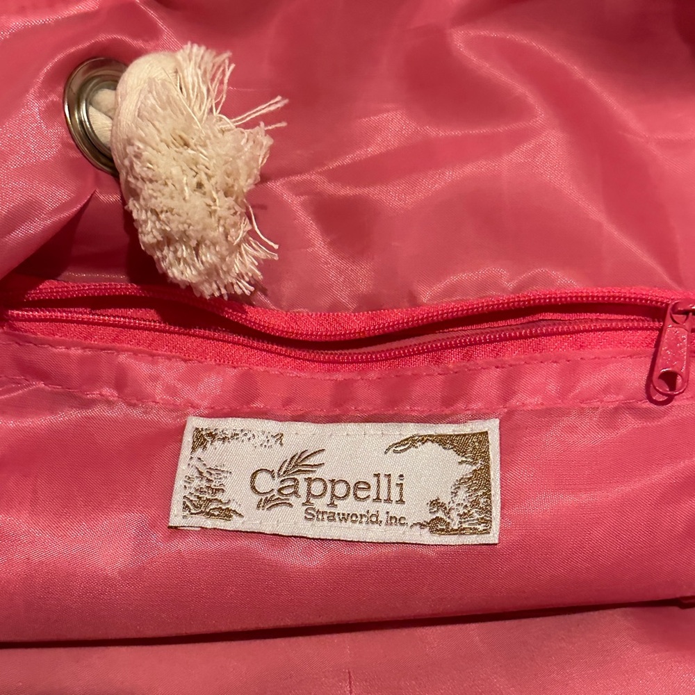 Cappelli Straworld Hibiscus Straw Zippered Beach Tote With Twisted Rope Handles - Picture 5 of 6